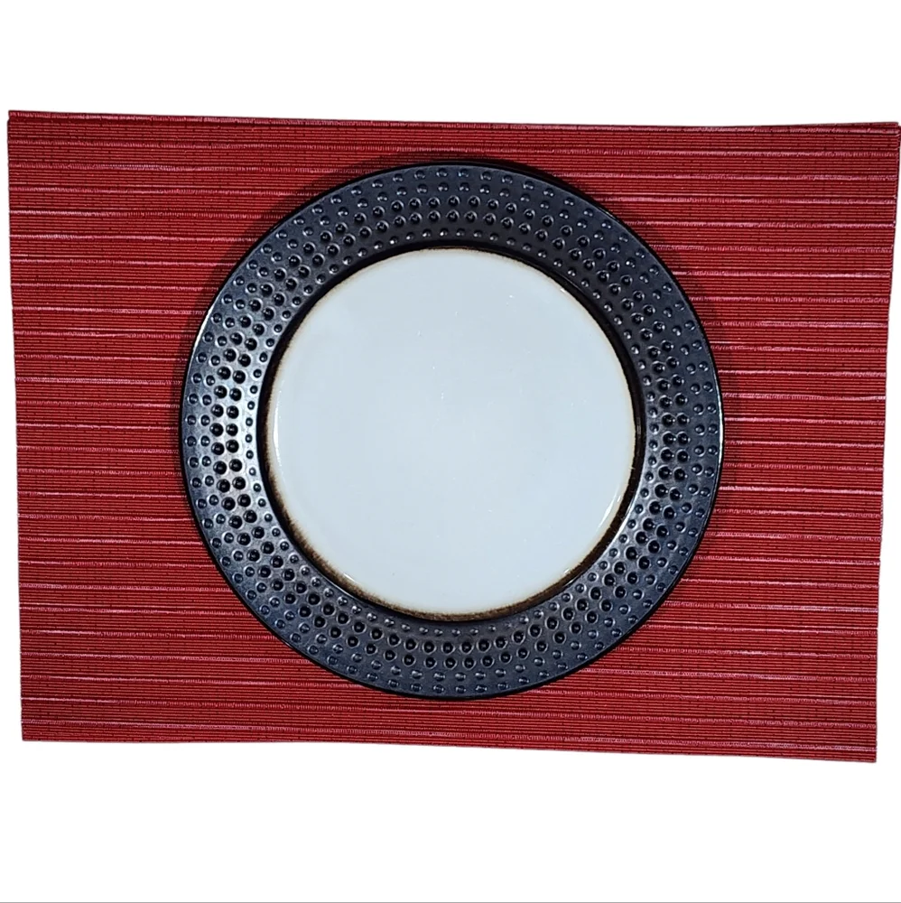 AVA Set of 6 Red Rectangular‎ Polyester Placemat 13x19in Ideal for Holiday Decor